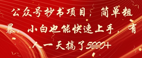 公众号抄书项目简单易上手，小白也能日赚千元-无双副业