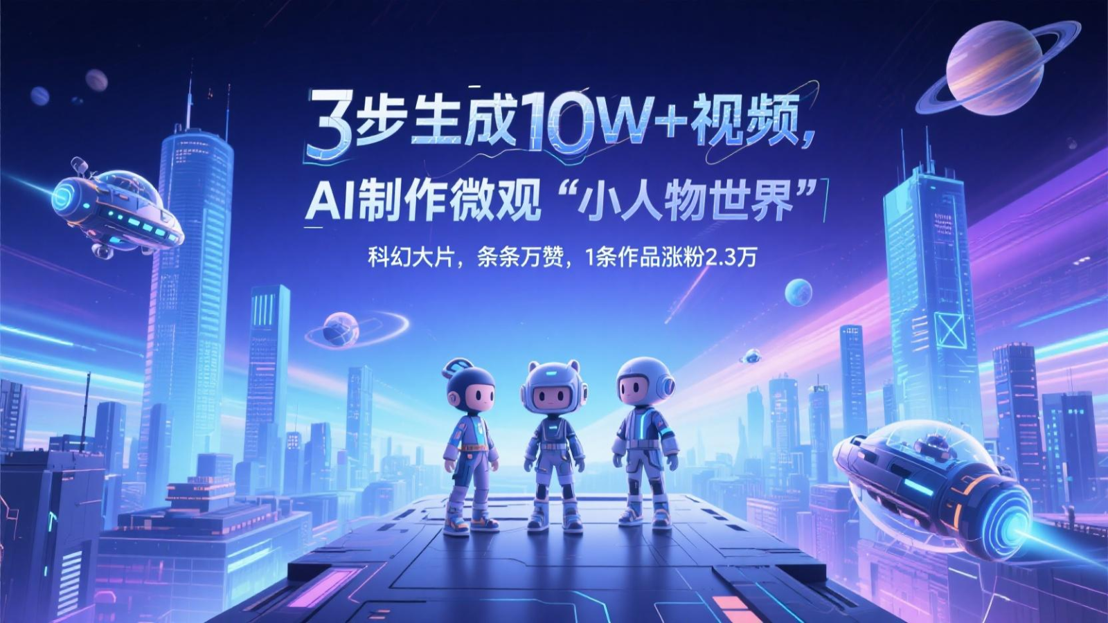 AI制作微观世界科幻大片三步生成10W+视频-无双副业