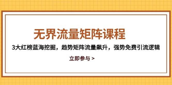 无界流量矩阵课程，3大蓝海挖掘与趋势流量飙升技巧-无双副业