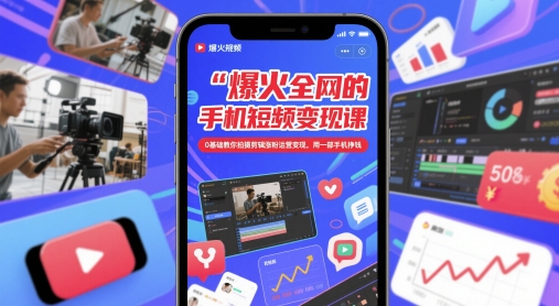 手机短视频变现课：0基础拍摄剪辑涨粉运营变现指南-无双副业