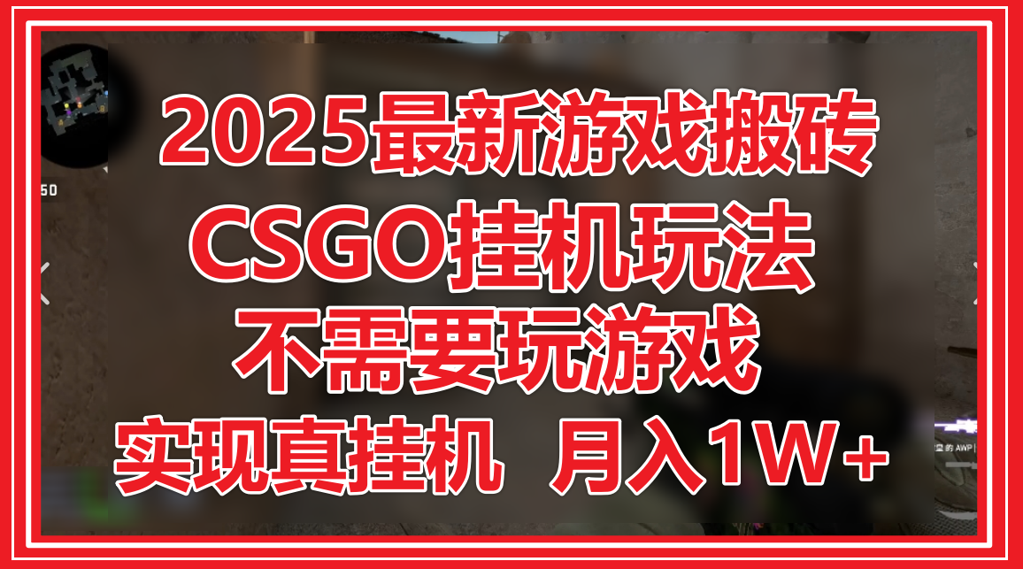 2025最新游戏搬砖CSGO挂机项目实现真挂机月入过万-无双副业