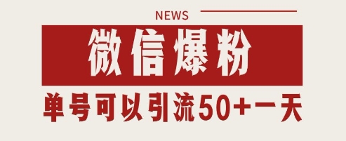 微信爆粉私域暴力引流打法日引千粉单号日进50+揭秘-无双副业