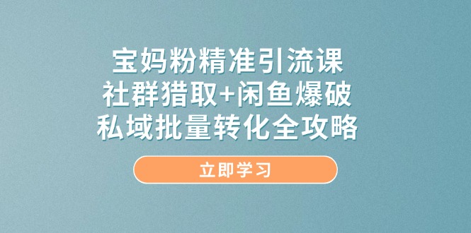 宝妈粉精准引流课，社群猎取与闲鱼爆破私域转化攻略-无双副业