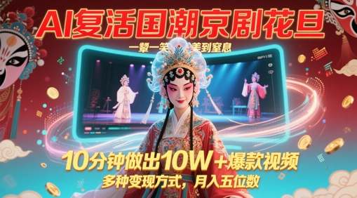 AI复活国潮京剧花旦打造爆款视频，多种变现方式月入五位数-无双副业