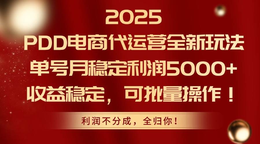 2025拼多多电商代运营定制首饰新玩法，单号月利润5000+可批量操作-无双副业