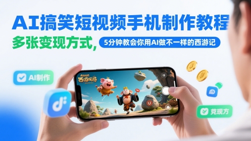 AI搞笑短视频手机制作教程及变现方法-无双副业