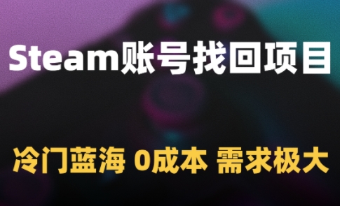 Steam账号找回项目冷门蓝海0成本需求大-无双副业