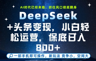 DeepSeek+头条变现保姆级教学，小白轻松上手日入800+-无双副业