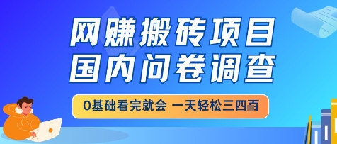 网创搬砖项目国内问卷调查小白轻松上手日赚200-300-无双副业
