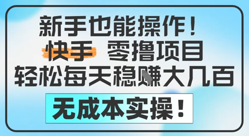 新手零成本快手挣米项目，轻松日赚2-5张-无双副业