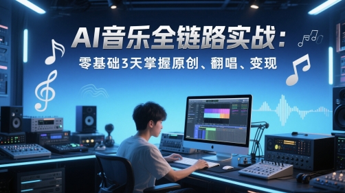 AI音乐全链路实战变现课：零基础掌握原创翻唱与变现-无双副业