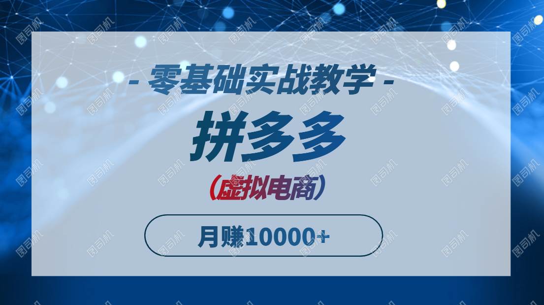 拼多多虚拟电商零基础实战教学，新手快速打爆商品月入过万-无双副业