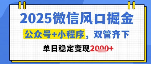 2025微信风口掘金公众号小程序双管齐下稳定变现-无双副业