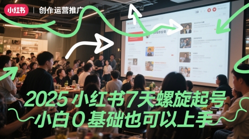 小红书7天螺旋起号教程，0基础小白轻松上手-无双副业