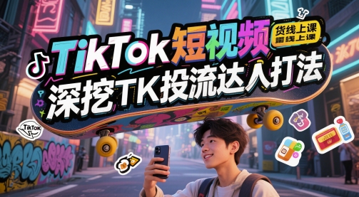 TikTok短视频带货线上课，掌握TK投流达人策略-无双副业