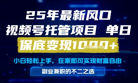 视频号托管项目揭秘，单日变现1k+手把手教学-无双副业