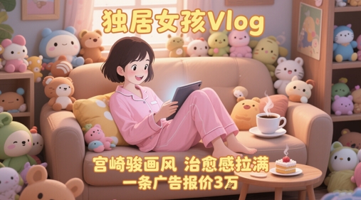 AI制作宫崎骏风独居女孩Vlog，单账号涨粉71W广告报价3W-无双副业