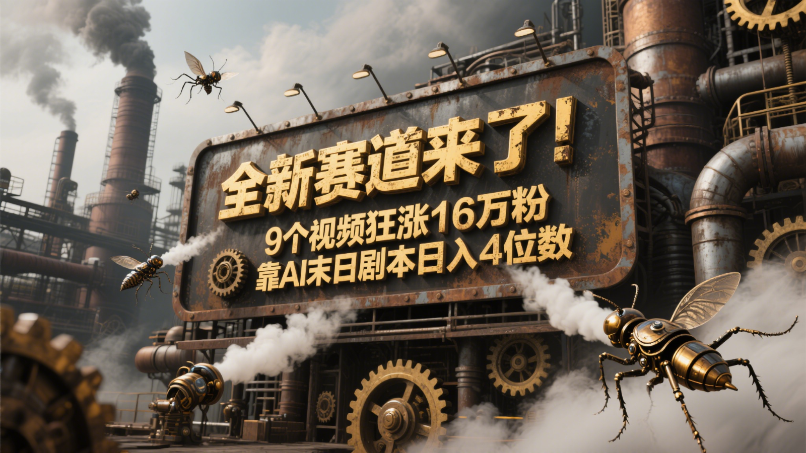 AI打造末日剧本视频9条涨粉16万，日入4位数变现快-无双副业