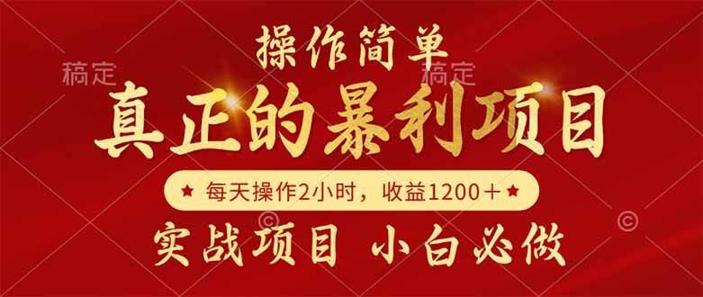 真正的暴利项目操作简单每天收益1200+自己做老板-无双副业