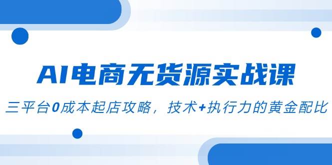 AI电商无货源实战课，三平台0成本起店攻略与技术执行-无双副业