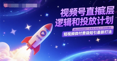 视频号直播底层逻辑与投放计划及短视频微付费打法-无双副业