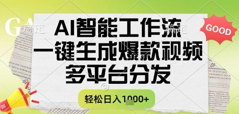AI智能工作流一键生成书单号爆款视频多平台分发收益揭秘-无双副业