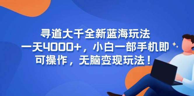 寻道大千全新蓝海玩法，一部手机轻松日赚4000元-无双副业