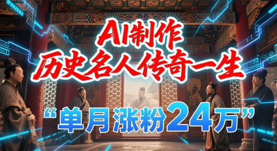 AI制作历史名人短视频单月涨粉24W，涨粉变现新赛道-无双副业