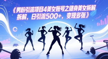 男粉引流项目健身美女账号拆解日引流500+变现多张-无双副业