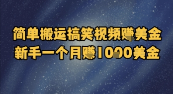 简单搬运搞笑视频轻松月入1千美金-无双副业