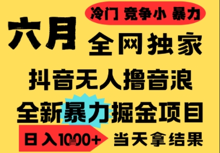 高爆抖音无人直播撸音浪掘金项目，小白可做日入1k+门槛低可批量矩阵-无双副业