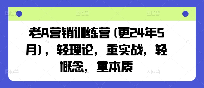 老A营销训练营：轻理论重实战，把握营销本质-无双副业