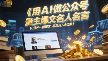AI打造公众号流量主爆文名人名言，轻松月入5位数-无双副业