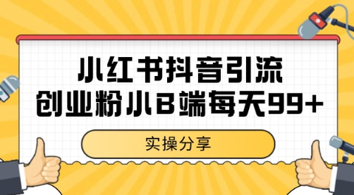 小红书抖音创业粉小B端粉自热日引99+玩法揭秘-无双副业
