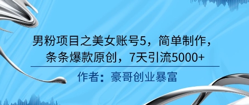 男粉项目美女账号制作教程，7天引流5000+实操指南-无双副业