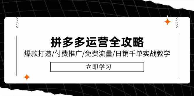 拼多多运营全攻略，爆款打造付费推广免费流量实战教学-无双副业