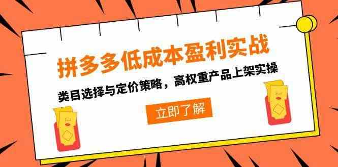 拼多多低成本盈利实战：类目选择与定价策略-无双副业