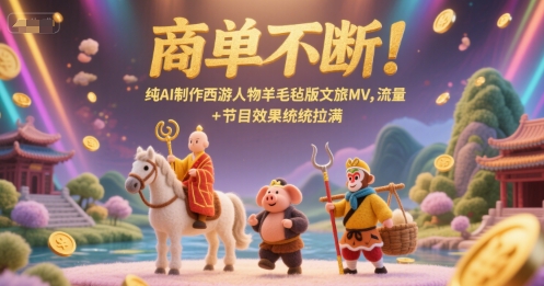 纯AI制作西游人物羊毛毡版文旅MV引爆流量-无双副业