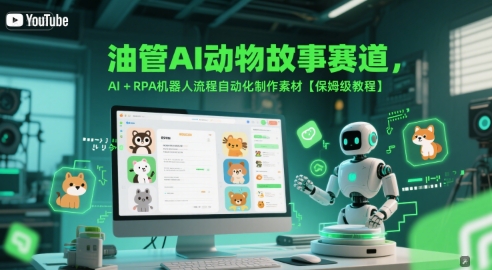 油管AI动物故事赛道自动化制作素材保姆级教程-无双副业
