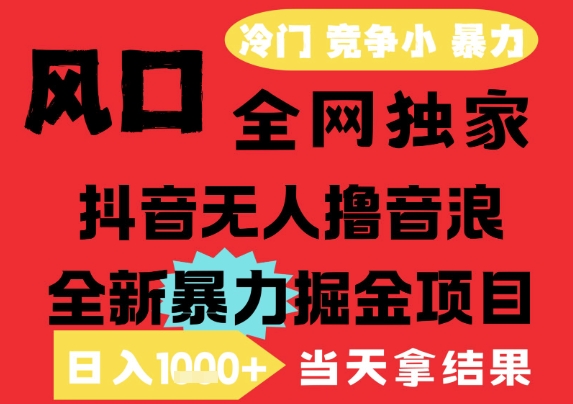 抖音无人直播撸音浪掘金项目，解放双手小白可做日入1k+-无双副业