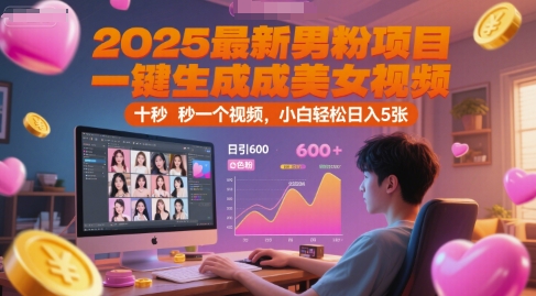 最新男粉项目揭秘，一键生成美女视频轻松引流变现-无双副业