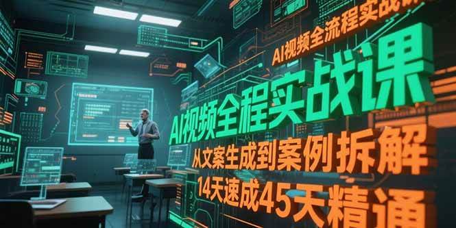 AI视频全流程实战课，从文案生成到案例拆解速成精通-无双副业
