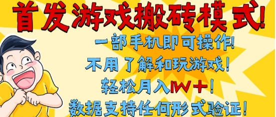 首发搬砖模式单手机全自动挂G日入3张揭秘-无双副业