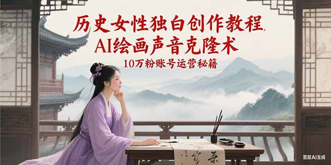 历史女性独白视频创作教程与AI绘画声音克隆技术-无双副业