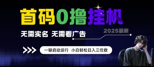 首码0撸挂G项目无需实名一键启动小白轻松日入三位数-无双副业