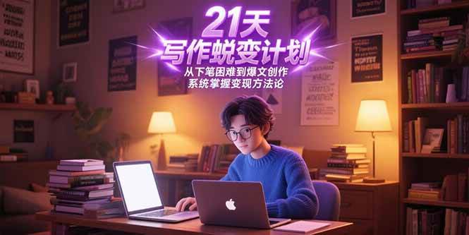 21天写作蜕变计划，从下笔困难到爆文创作，掌握变现方法论-无双副业