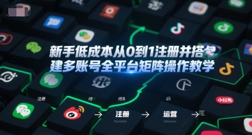 新手低成本注册搭建多账号全平台矩阵操作教学-无双副业