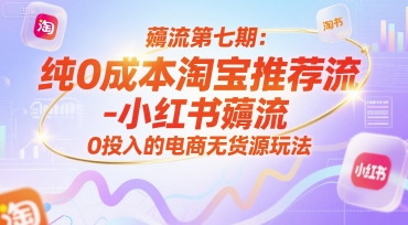 纯0成本淘宝推荐流小红书薅流最新版无货源电商玩法-无双副业