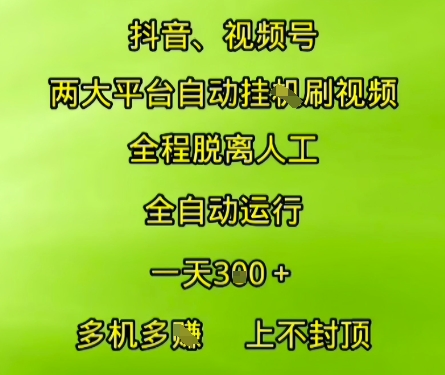 抖音视频号自动运行系统揭秘，轻松获取收益-无双副业