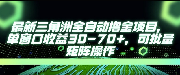AI全自动游戏撸金项目揭秘，单窗口收益30-70+可批量操作-无双副业